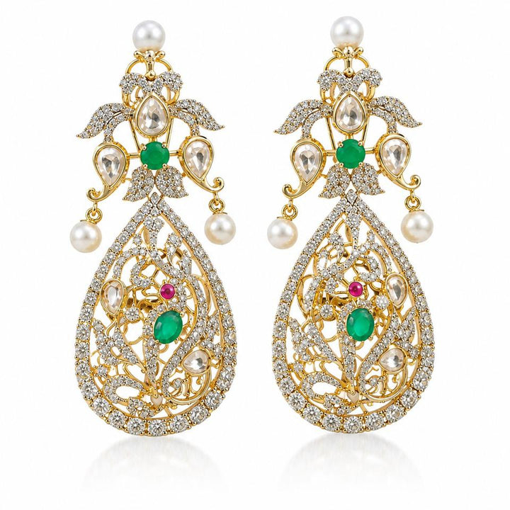 Pearl & Emerald Statement Earrings