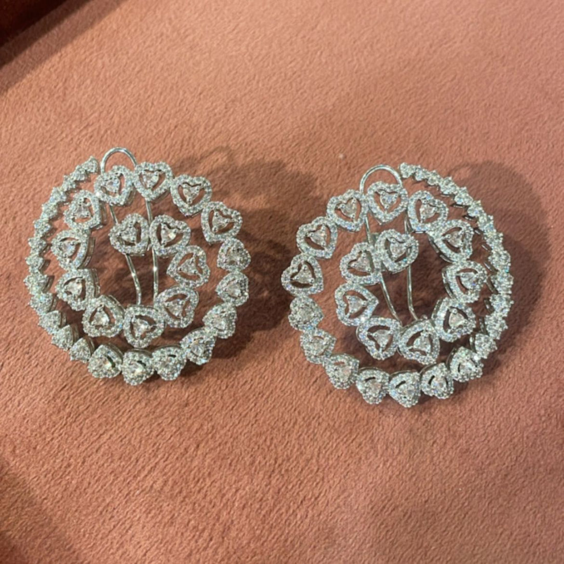 Circular Heart Shape Over Size Studs