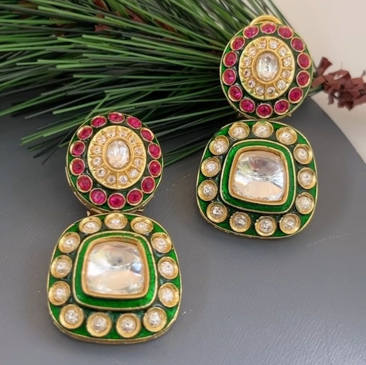 Kundan Meena Earrings