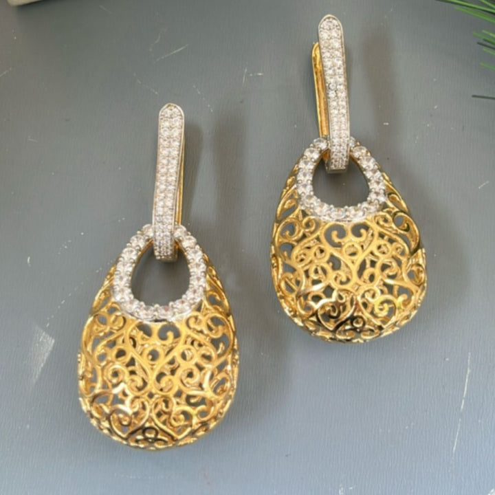 Golden Filigree Drop Earrings