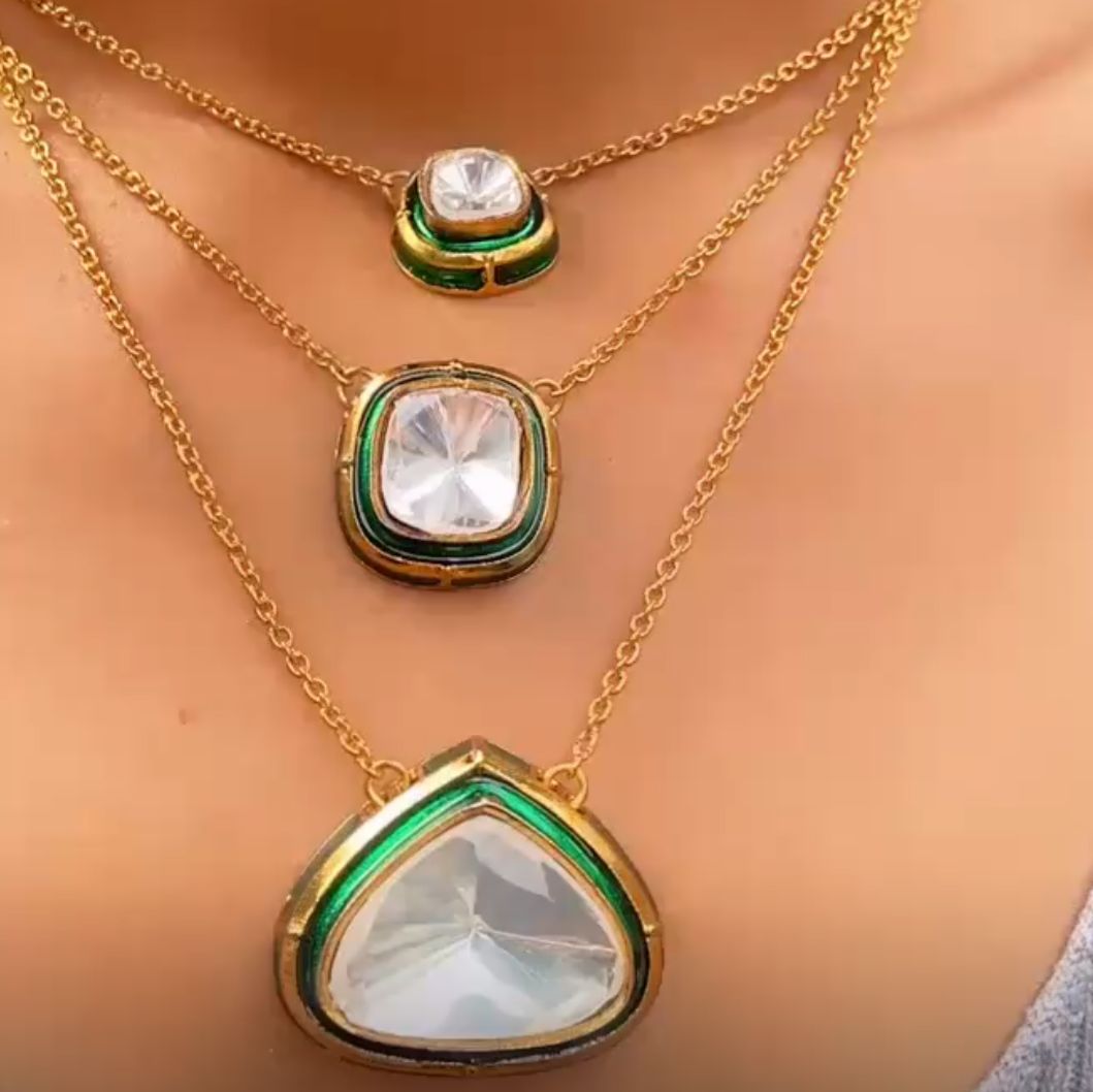Geometric Kundan Layered Necklace