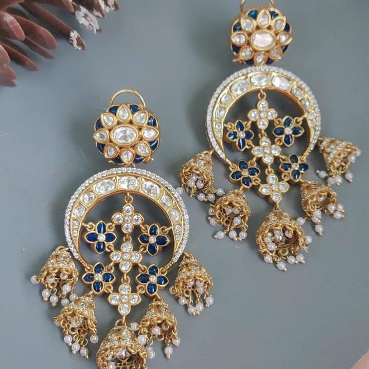 Royal Blue Kundan Chandbali