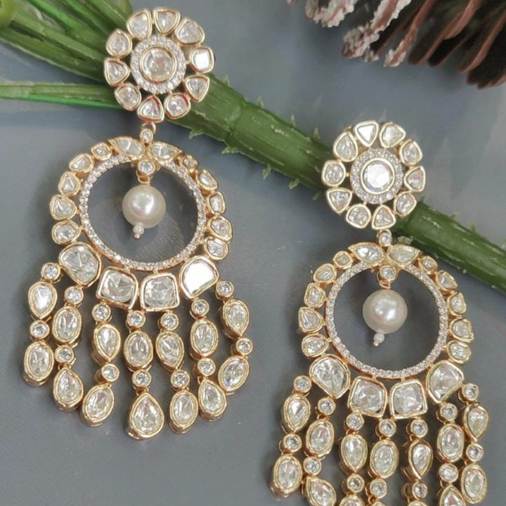 Pearl Drop Kundan Chandeliers