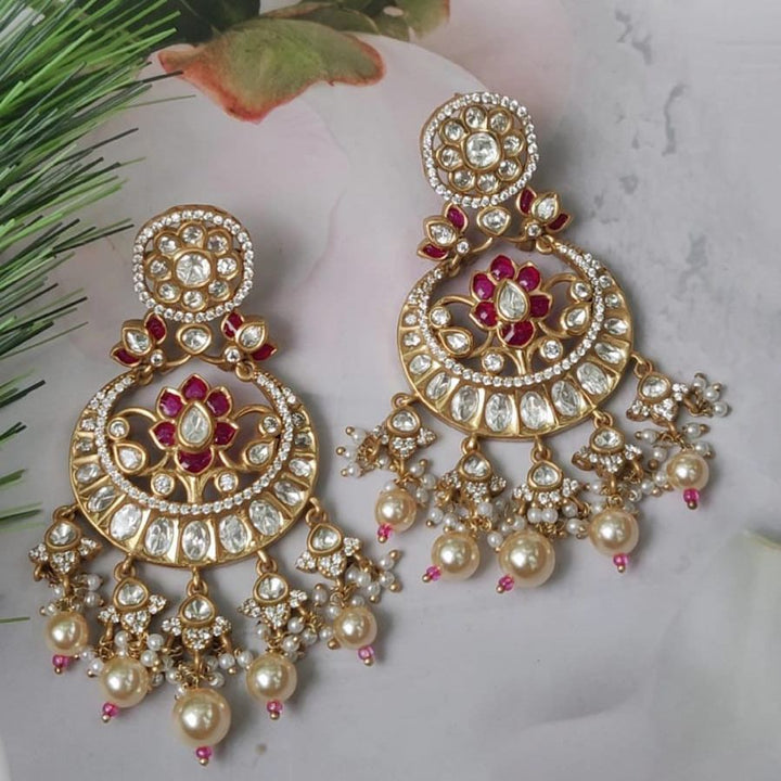 Royal Kundan Pearl Chandbali Earrings