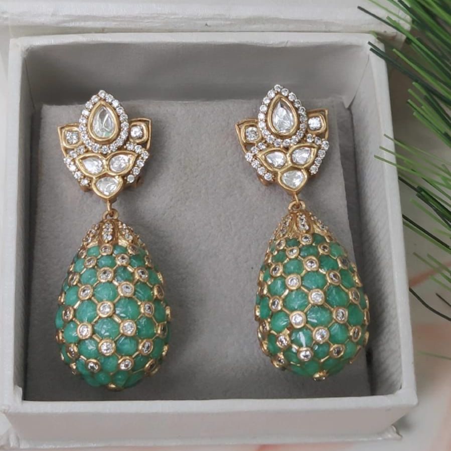 Dome Kundan Drop Earrings