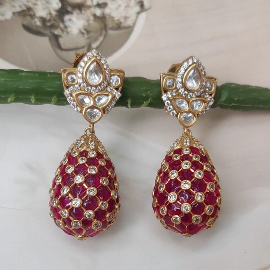 Dome Kundan Drop Earrings