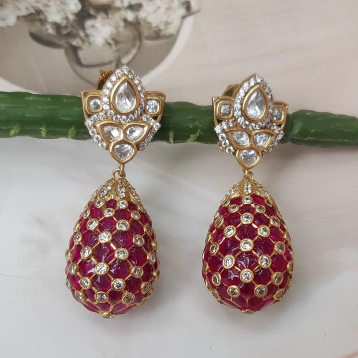 Dome Kundan Drop Earrings