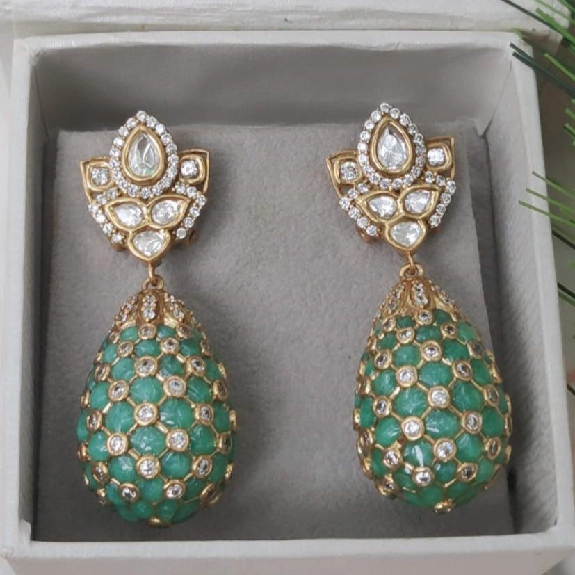 Dome Kundan Drop Earrings