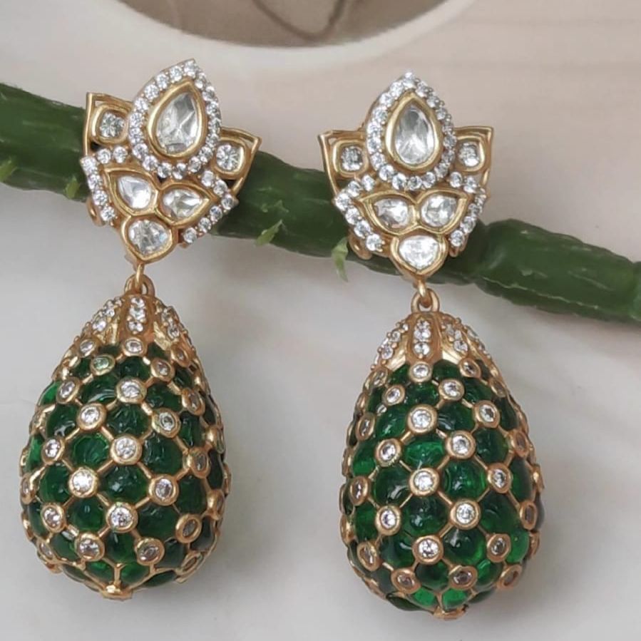 Dome Kundan Drop Earrings
