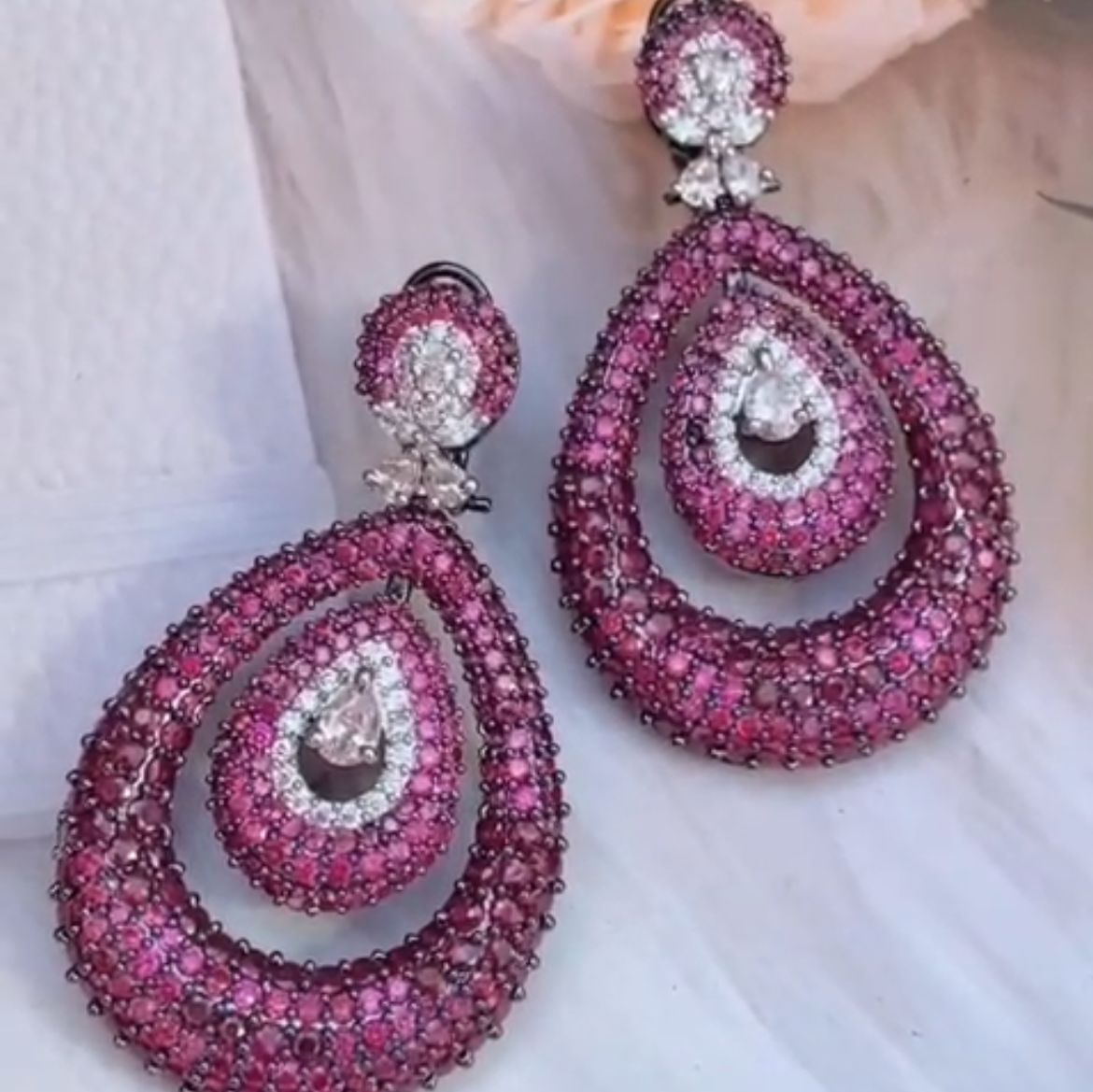 Diamond Tear Drop Dual Layer Earring