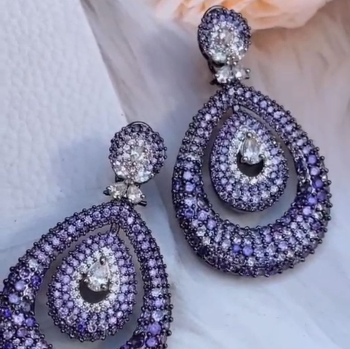 Diamond Tear Drop Dual Layer Earring