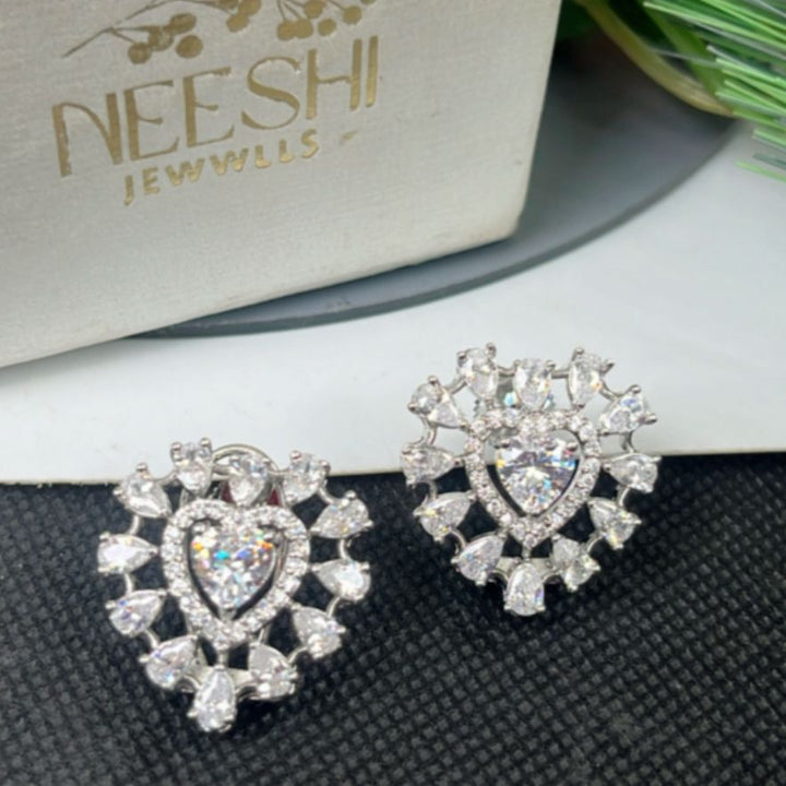 Heart Cluster Stud Earring