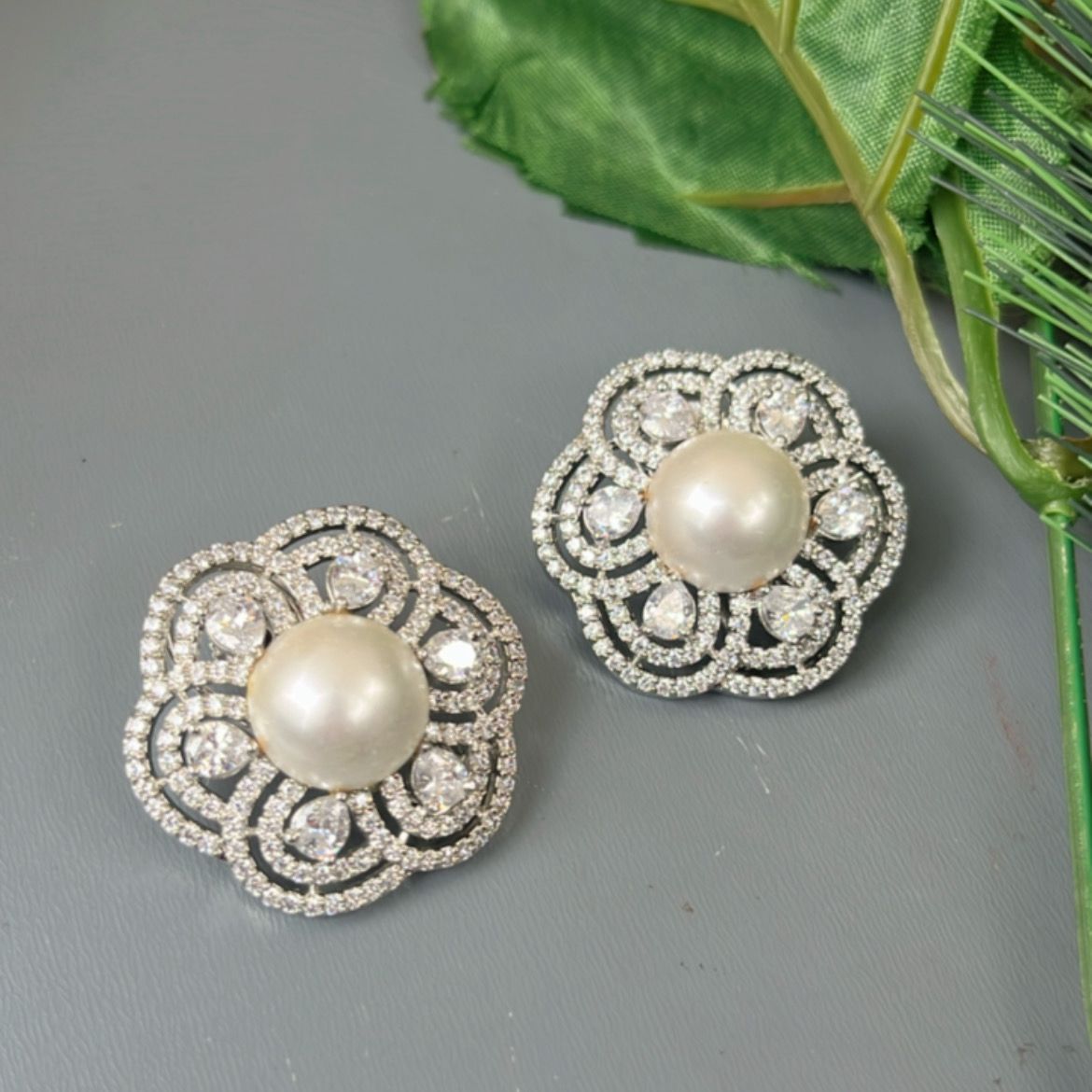 Pearl Floral Stud Earrings