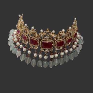 Traditional Ruby & Pearl Choker