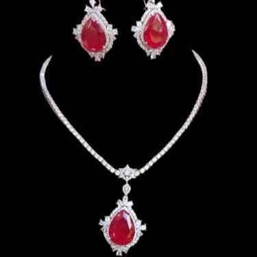 Ruby Teardrop Pendant Set