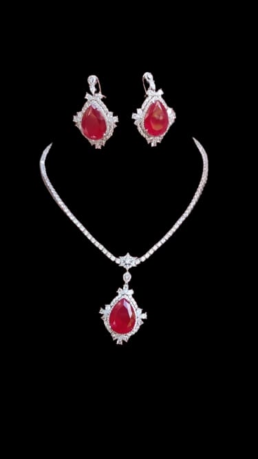 Ruby Teardrop Pendant Set