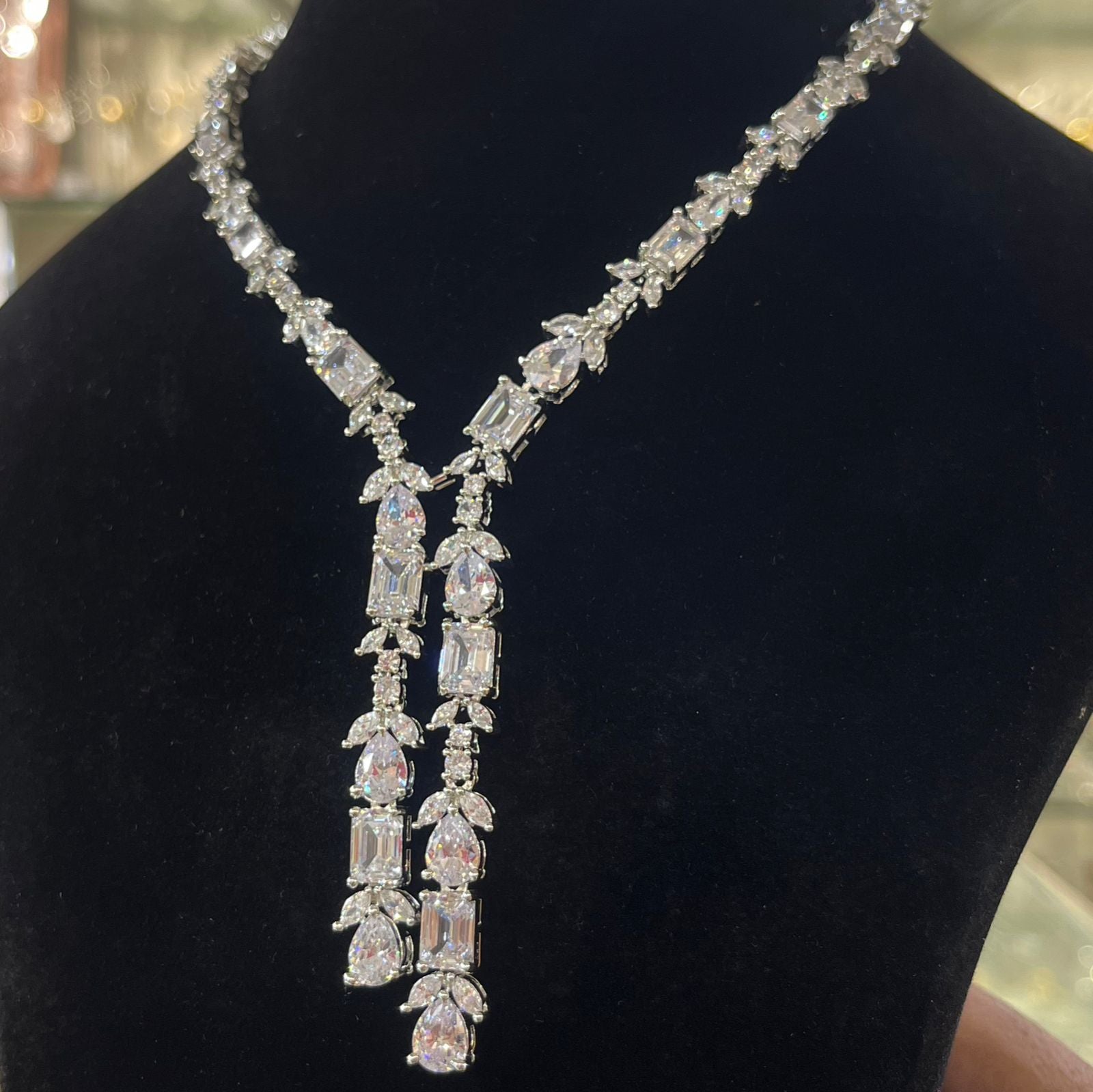 Diamond Cascade Lariat Necklace