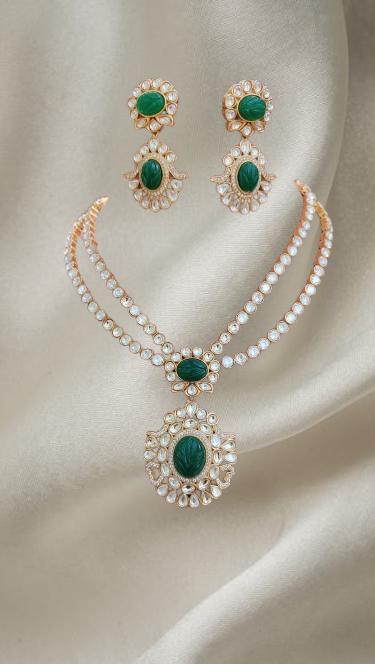 Regal Carved Stone Necklace Set