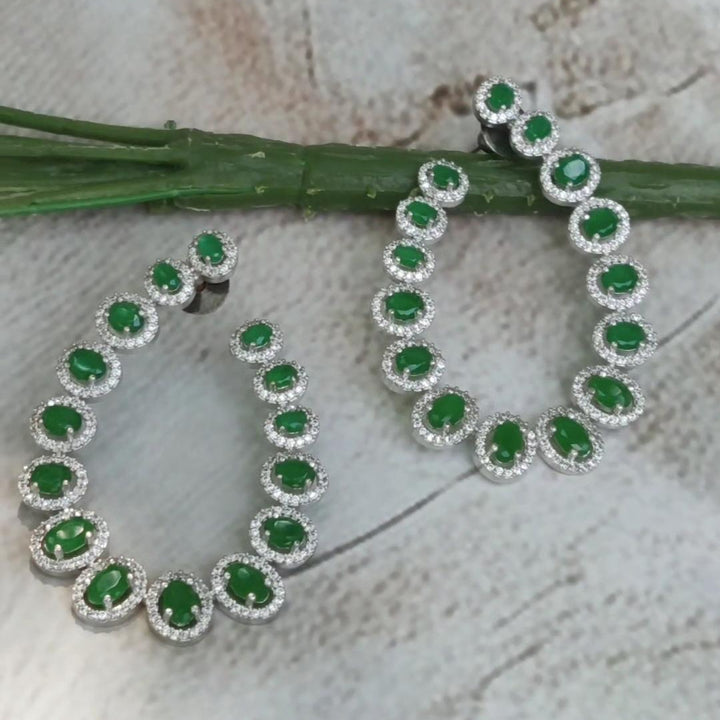 Sapphire Halo Hoop Earrings