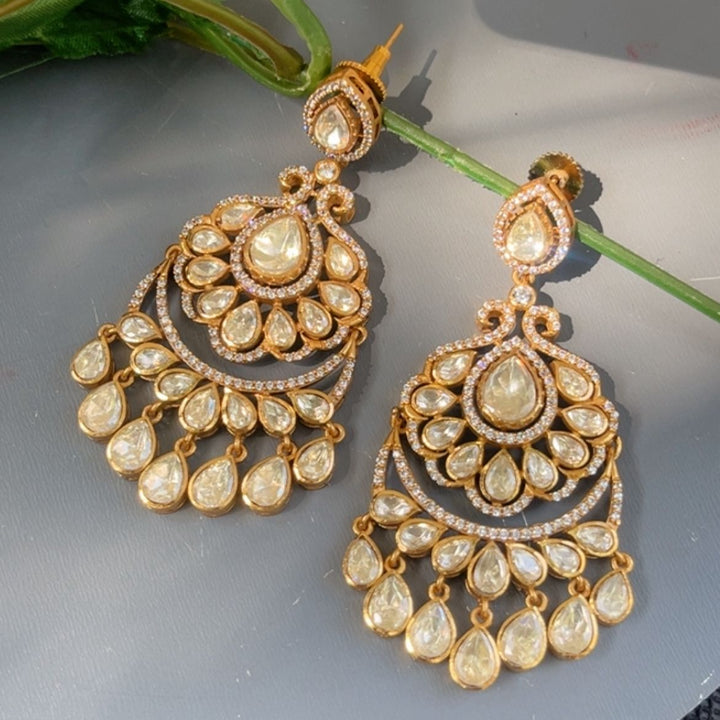 Polki Teardrop Chandbali Earrings