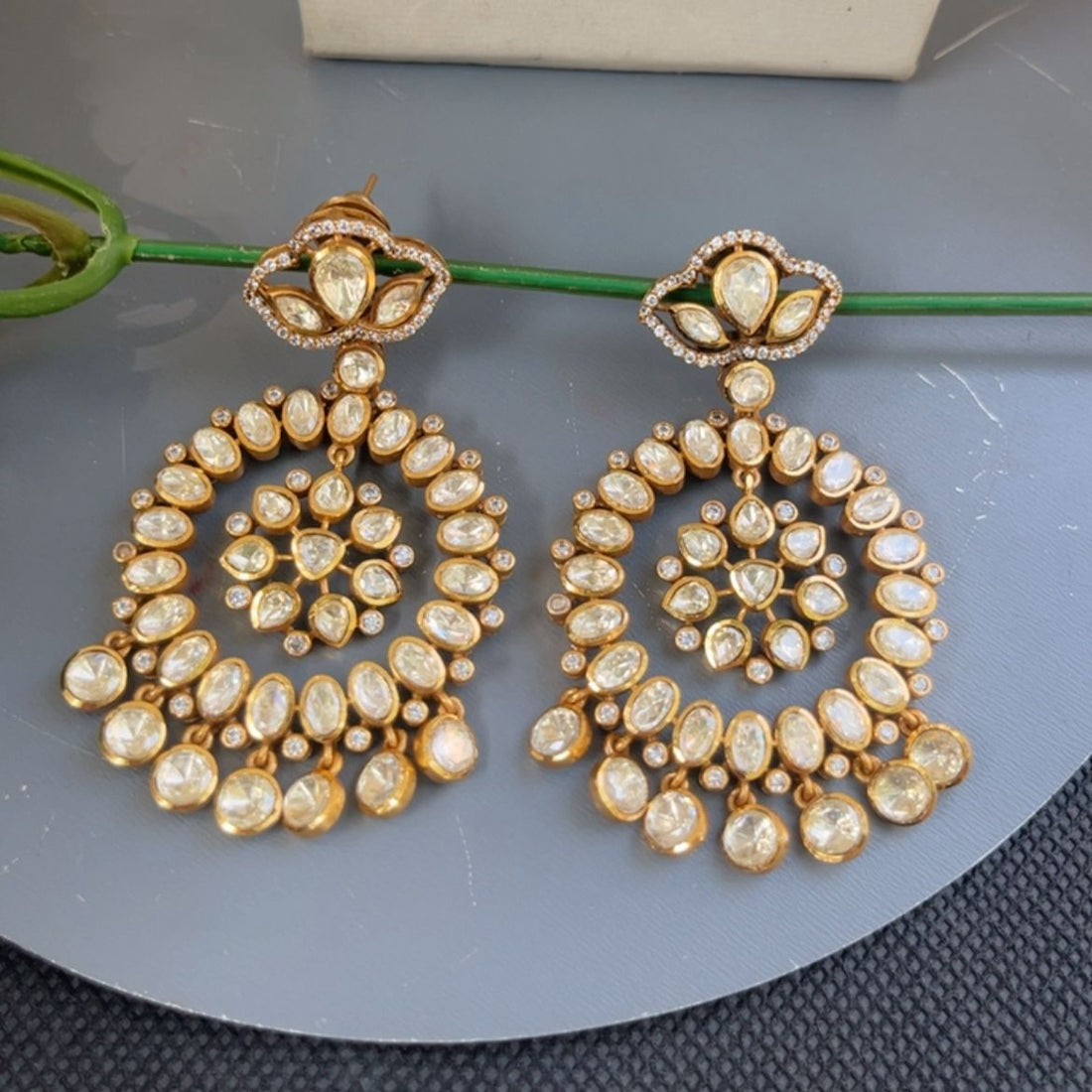 Polki Circular Drop Earrings