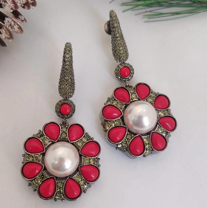 Floral Pearl Drop Earrings