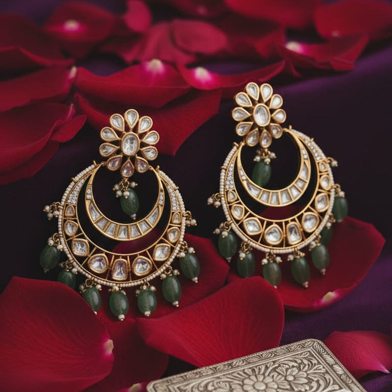 Floral Stud Moon Earrings