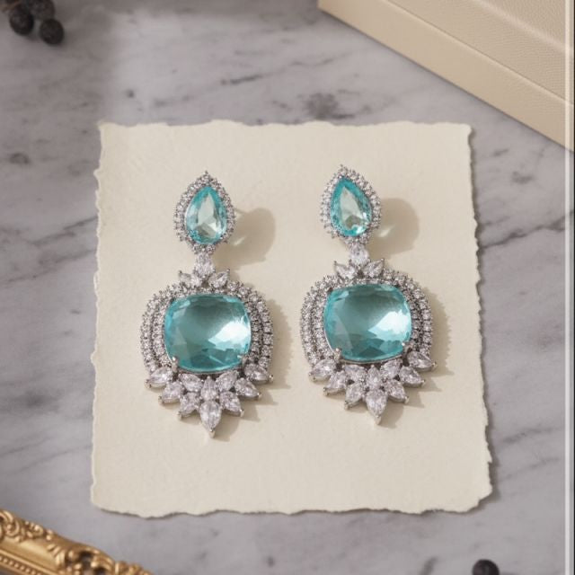 Aqua statement earring