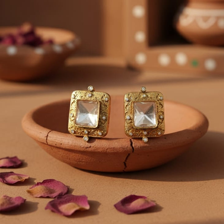 Antique Gold Square Studs