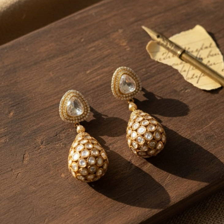 Kundan Dome Drop Earrings