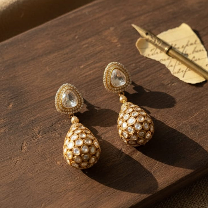 Kundan Dome Drop Earrings
