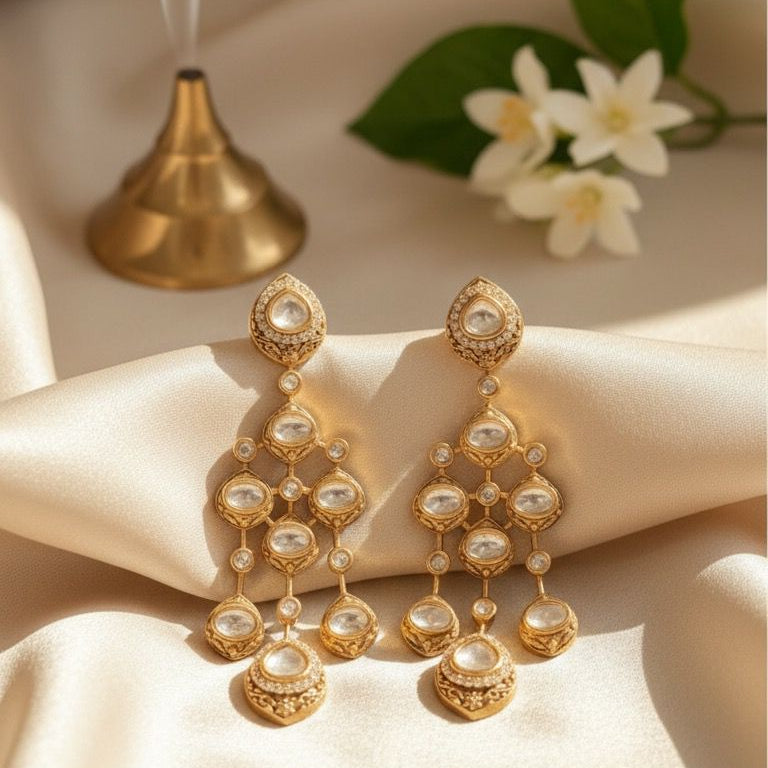 Gold-Toned Traditional Jhalar Earrings