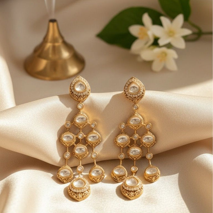 Gold-Toned Traditional Jhalar Earrings