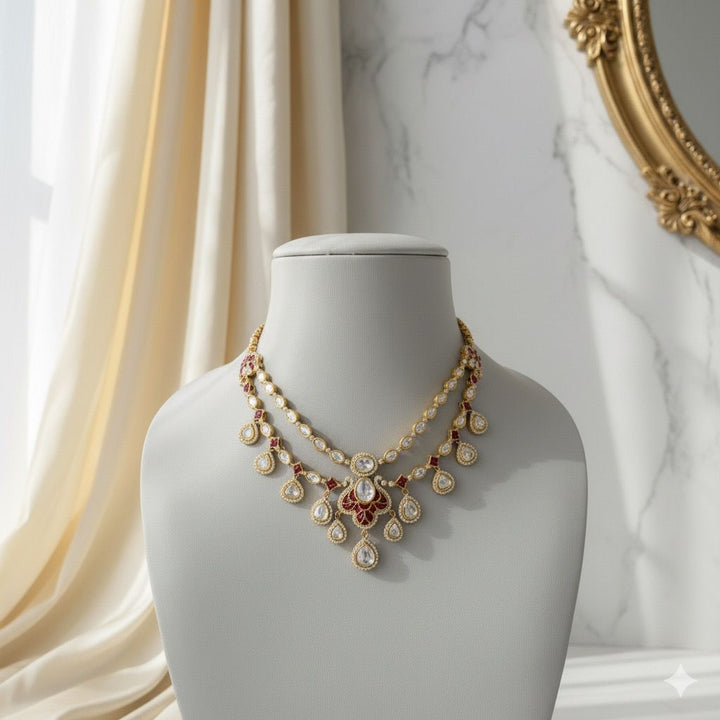 Two-layer ruby necklace