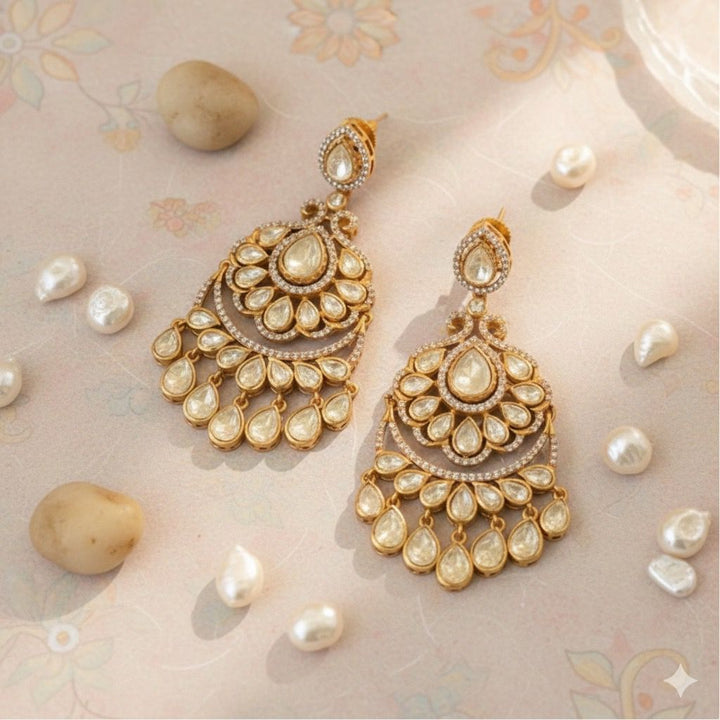 Polki Teardrop Chandbali Earrings
