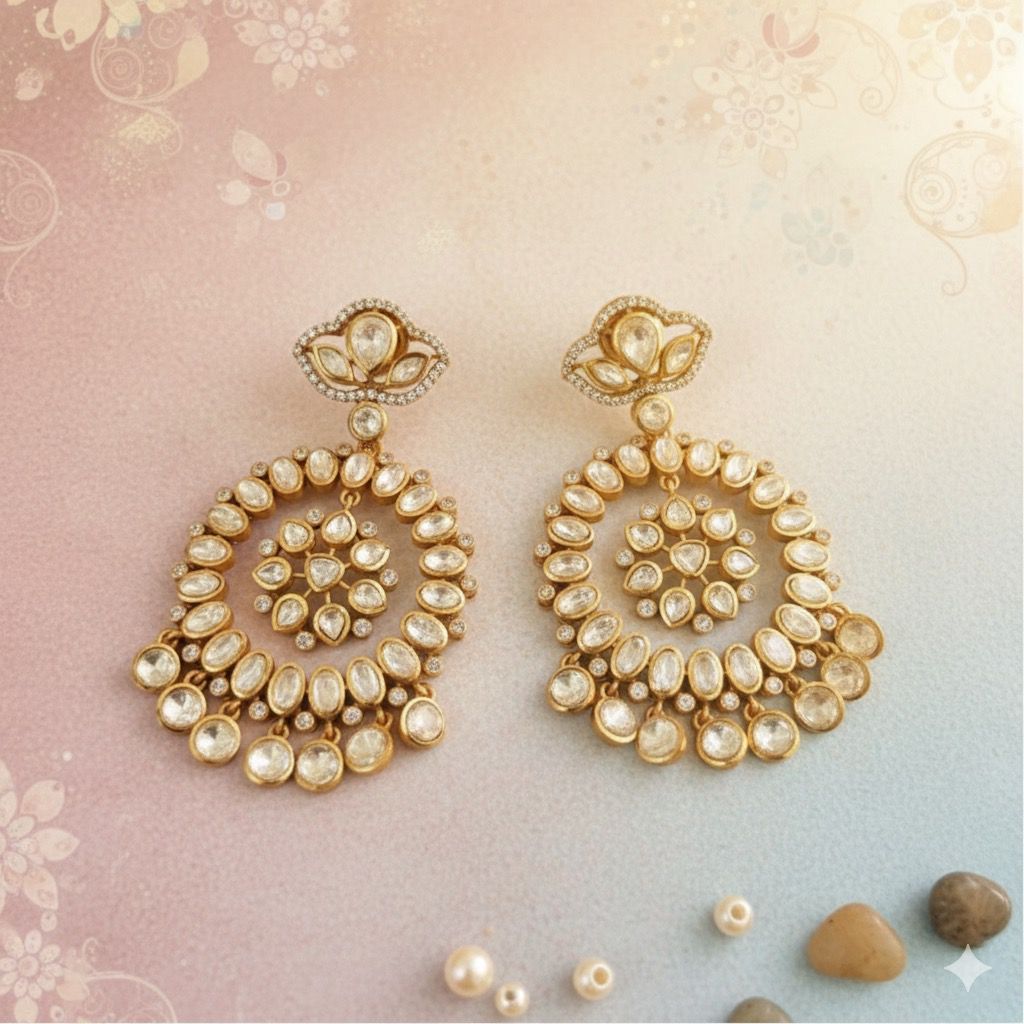 Polki Circular Drop Earrings