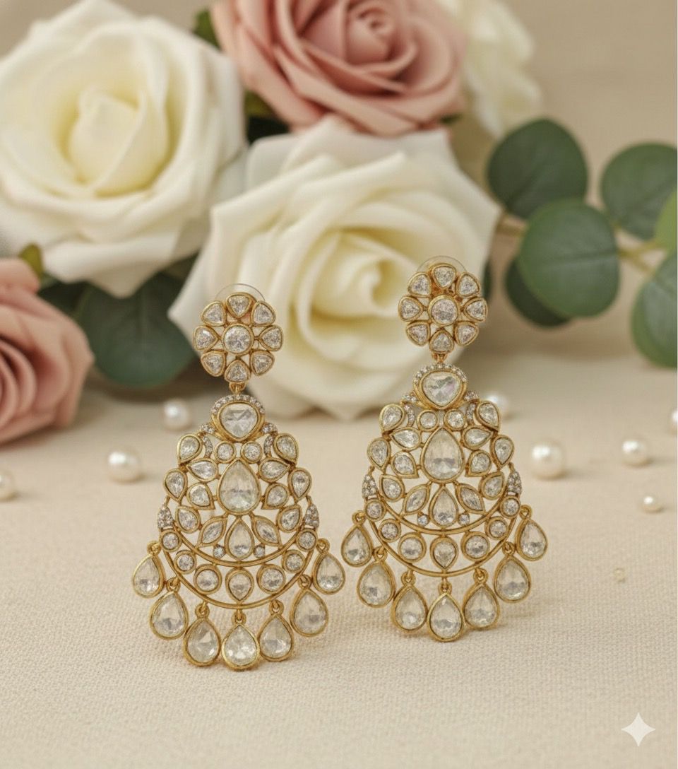 Polki Chandbali Earrings