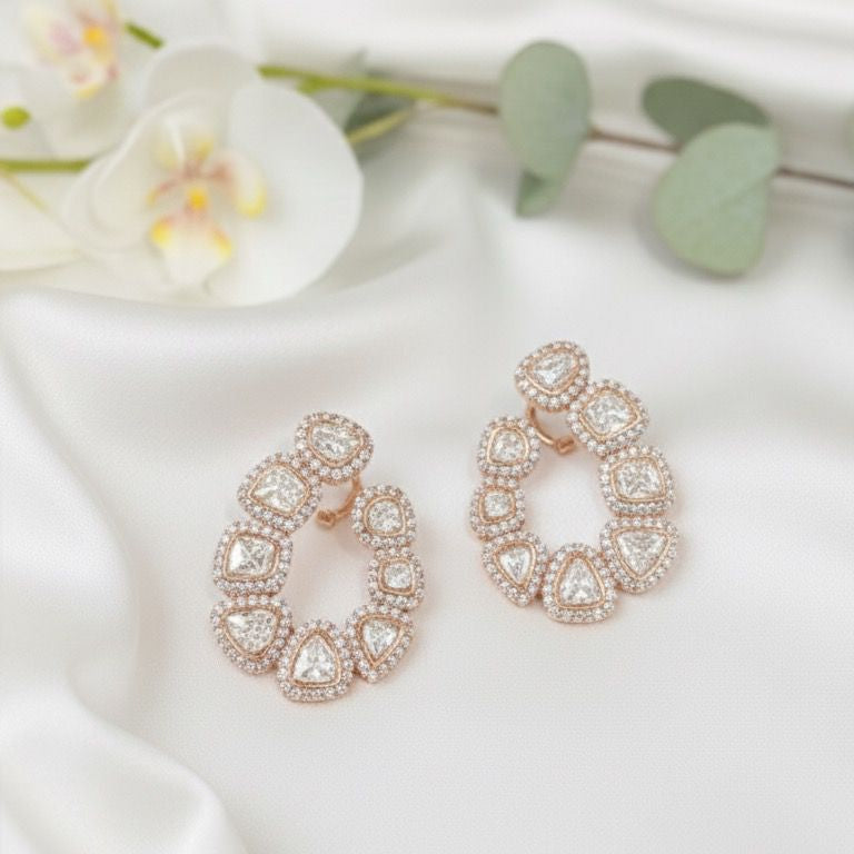 Rose Glow Polki Hoops