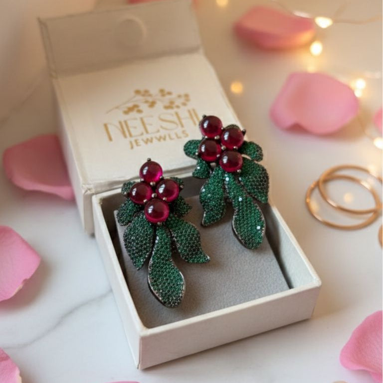 Emerald Bloom Cascade Earrings