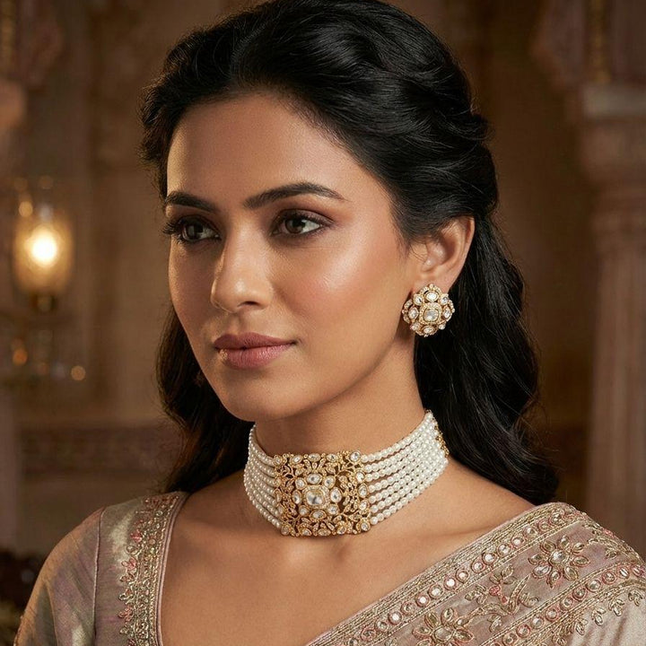 Royal Pearl Polki Choker Set