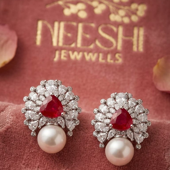Ruby Pearl Bloom Earrings