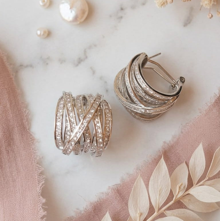 Crystal Wave Hoop Earrings