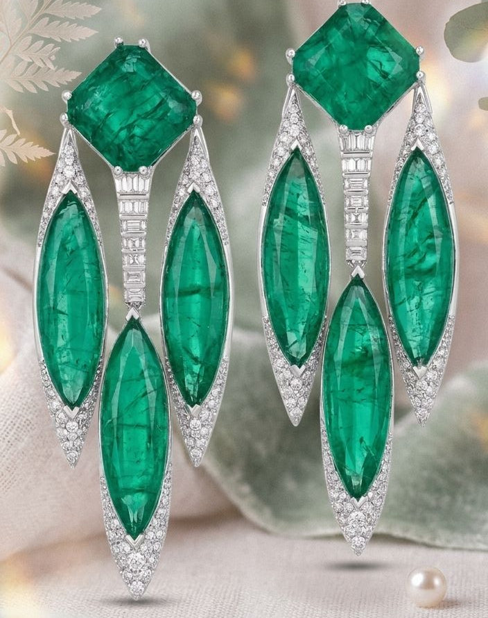 Emerald Cascade Statement Earrings