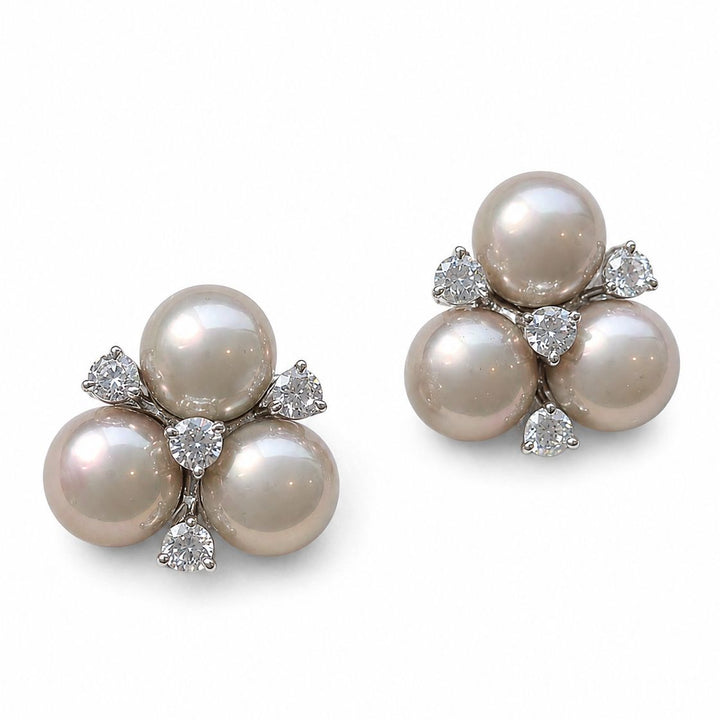 Pearl Cluster Diamond Studs