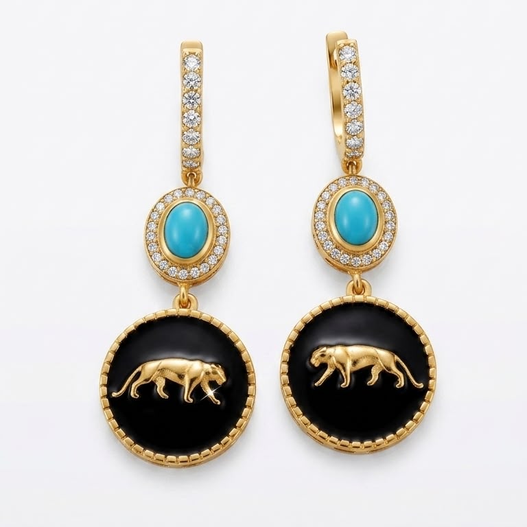 Royal Tiger Drop Earrings