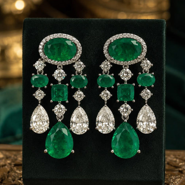 Emerald Cascade Chandelier Earrings