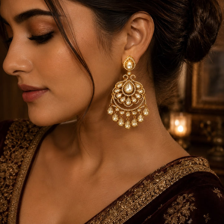Polki Teardrop Chandbali Earrings