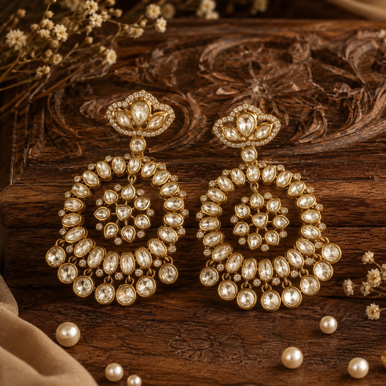 Polki Circular Drop Earrings