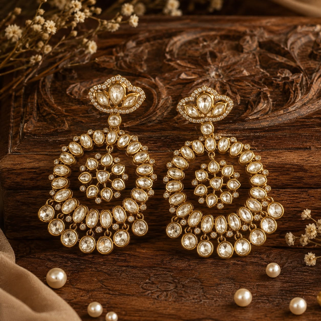 Polki Circular Drop Earrings
