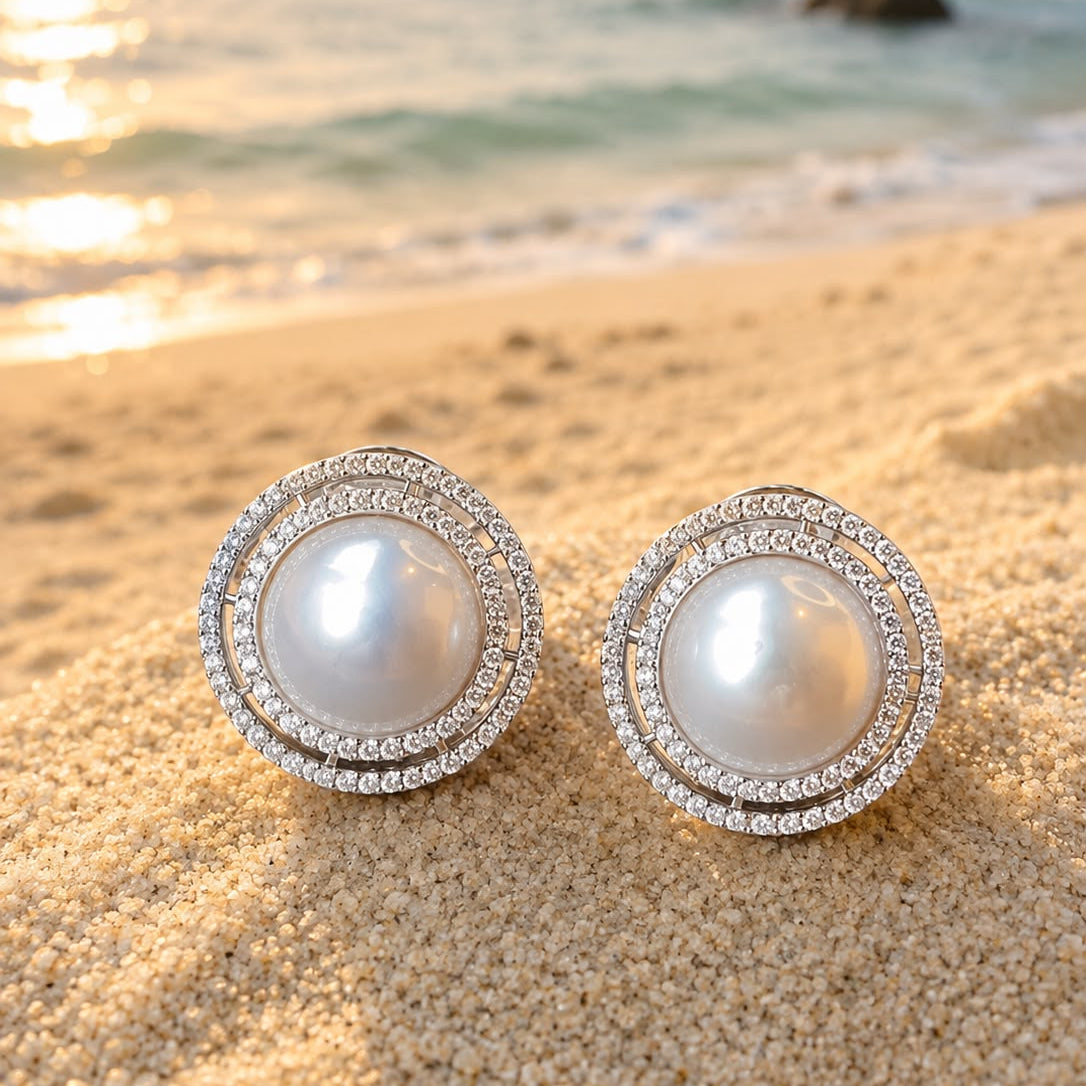 Stud Shell Pearl Earrings